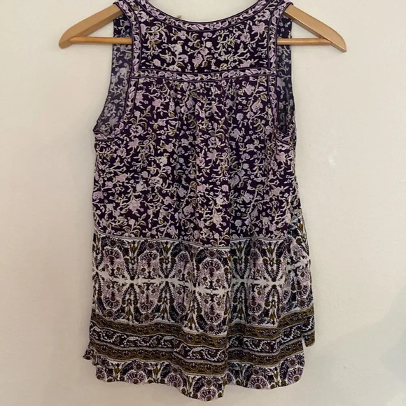 Rebecca Taylor tank blouse batik style print purples size 2 100% rayon EUC - Picture 6 of 8